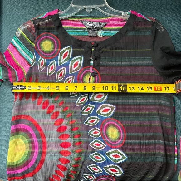 Desigual Sheer Black with Multi Pattern, Multi Colored Abstract Designs - Picture 3 of 7